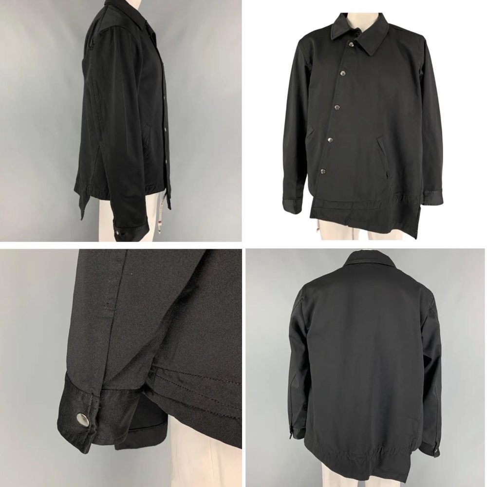 Comme Des Garcons Homme Plus L Black Asymmetrical Snap Blouson Jacket - Picture 3 of 12